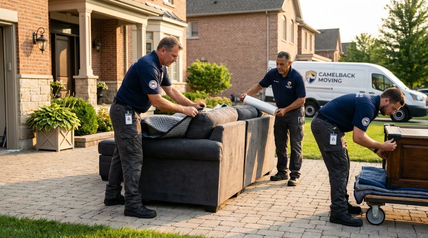Large estate moving crew wrapping furniture in New Iberia, LA